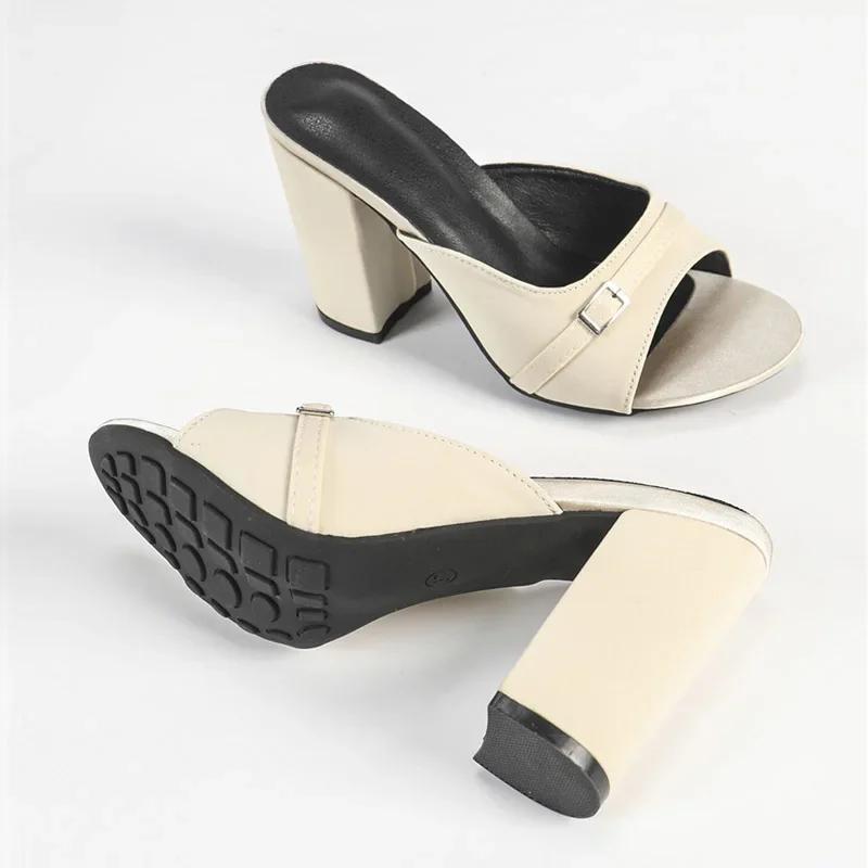 Модные шлепанцы на массивном высоком каблуке Женские сексуальные сандалии-слайды с открытым носком 2025 Лето Элегантные зеленые атласные Нескользящие туфли на платформе и высоком каблуке