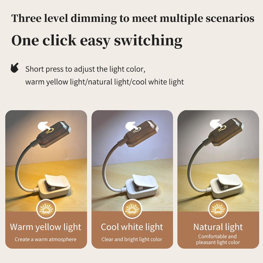 Xiaomi LED USB charging desk lamp with Clip Eye Protection Portable Book Light 3 Colors Night Light Student Bedside Study Reading Lamp