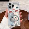 Чехол для iPhone 14 Pro 6.1" Чехол iPhone 14 Pro Max 6.7" Чехол Роскошный Милый Любовь Кролик Забавный Прозрачный Мягкий Силиконовый ТПУ Чехол для Телефона
