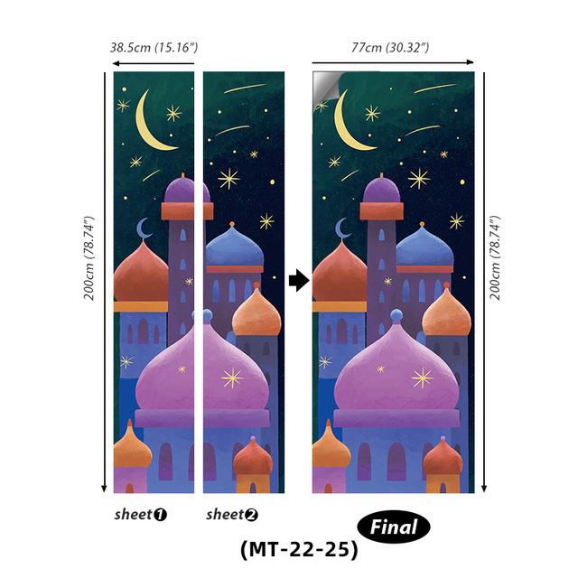 PVC Full Door Stickers Wall Decoration Bedroom Kids Room Cartoon 3D Wallpaper Abstract Line Wardrobe Home Renovation Art Murals