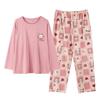 Mei Ji Yun Большой размер 5XL Женский осенний хлопковый комплект пижамы - Круглый вырез, длинный рукав, для полных девушек