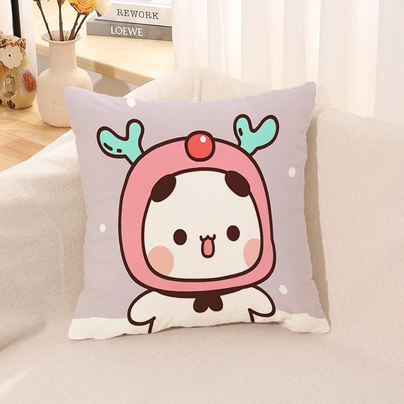 Pillow Cover Square Cushion for Bed Car Office Peach Mochi Cat Decorative Anime Room