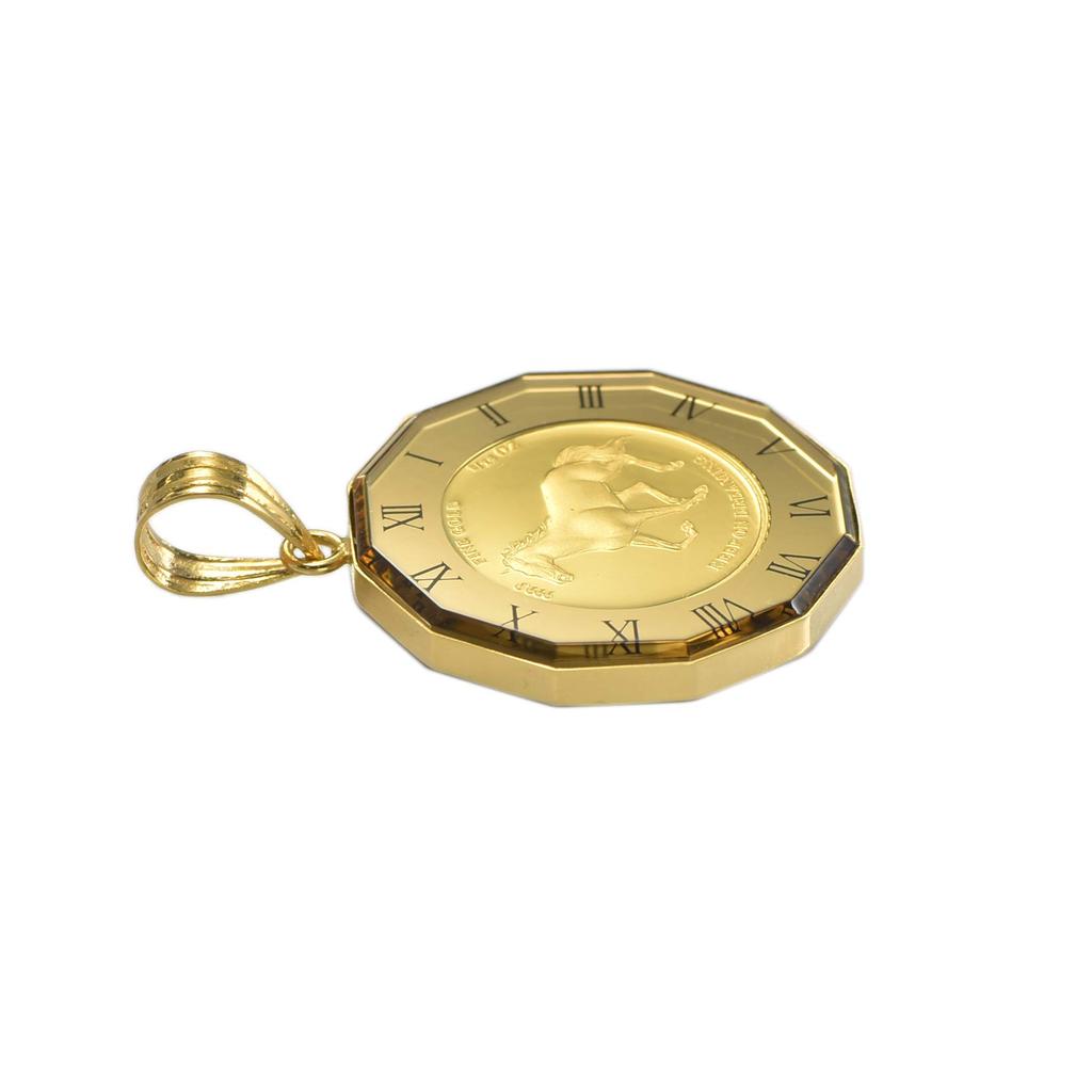 Часы-подвеска из чистого золота K24 с подвеской в виде подковы, стеклянные, с гравировкой позолоченные K18 [SPERANZA] 1/25 унции