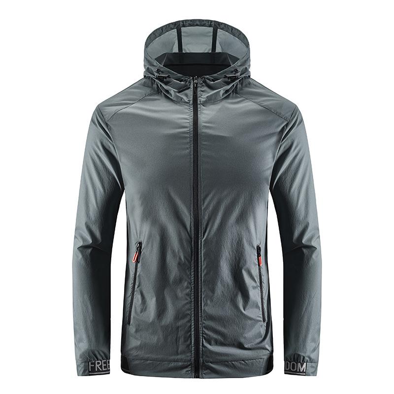 Летняя куртка с капюшоном и длинными рукавами, мужская повседневная молодежная однотонная одежда для активного отдыха, легкая и дышащая, быстросохнущая, кожаная одежда для мужчин