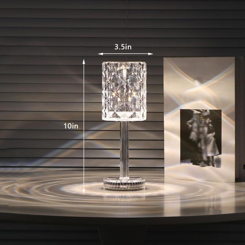 Портативная хрустальная светодиодная настольная лампа, 3 цвета, сенсорное управление, перезаряжаемая лампа, ночник, прикроватная лампа, лампа для столовой (16-цветный)