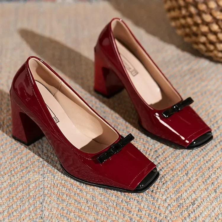 Fashion Women Fashion Bow Pointed Slip On Loafers High Heels Party Shoes Woman Comfortable Soft Shallow Mouth Single Shoes Dress Pumps