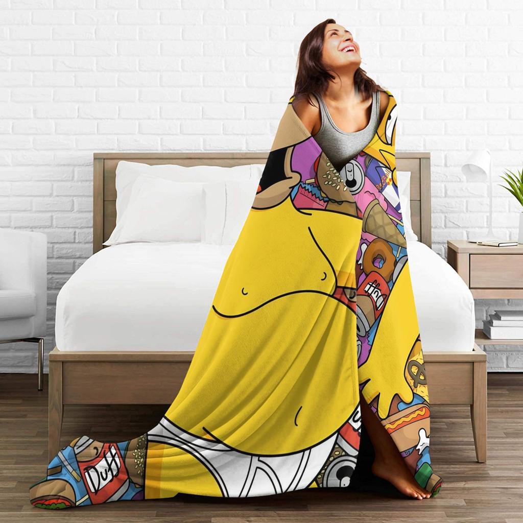 T-The Simpsons Warm Soft Blankets Girls Boys Plush Throw Blanket Novelty Couch Chair Flannel Bedspread Sofa Bed Cover