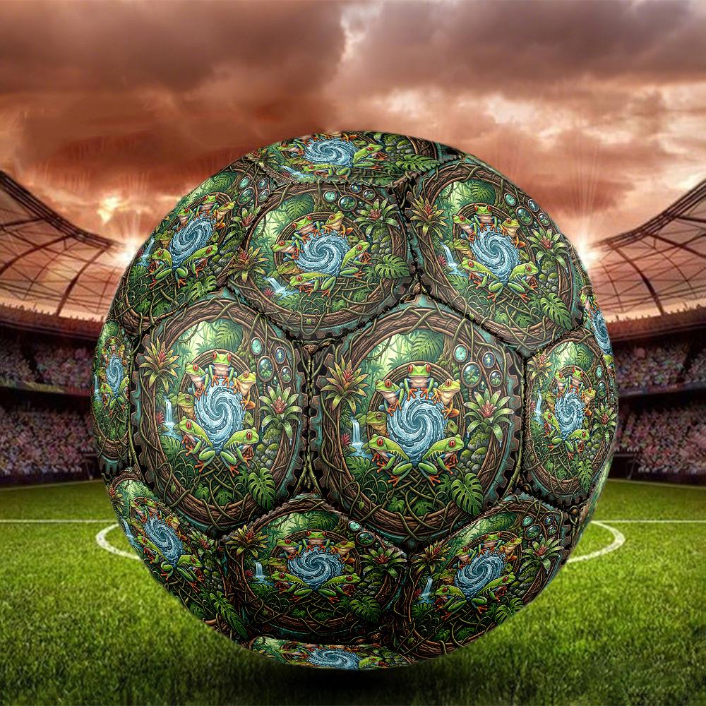 Frogs Mechanical Jungle Round Football Size 5 Adult Ball Suitable for Training Matches and Outdoor Team.