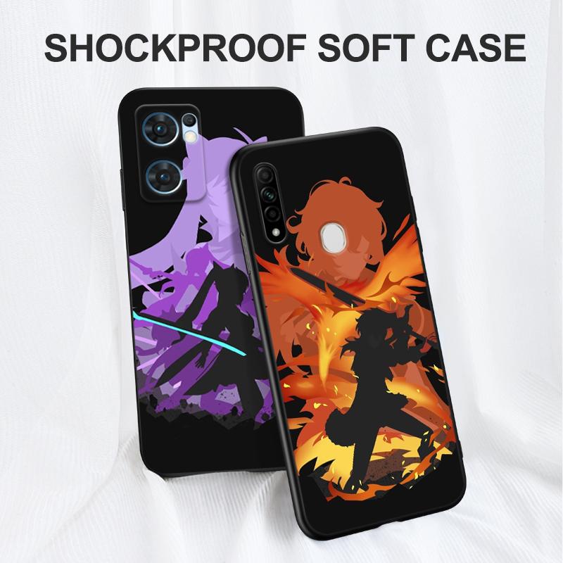 Черный чехол TPU для OPPO Reno 7 7Z 8 Lite 4G 5G PRO F11 F17 F15 F19 F19S F21 Genshin Impact Anime