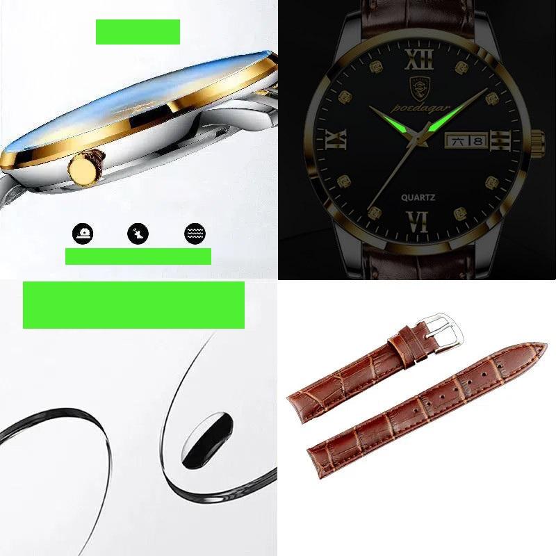 2023 Новые популярные мужские часы, водонепроницаемые светящиеся модные часы с бриллиантами, кожаный ремешок, деловые часы, автоматические часы с коробкой для часов