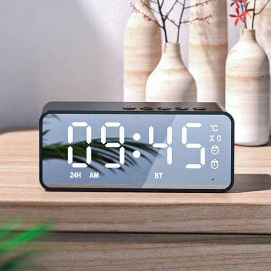 G50 Wireless Speaker Mini Mirror Surface Design Support TF Card 2-in-1 Practical Bluetooth-compatible Loudspeaker Alarm Clock for Home