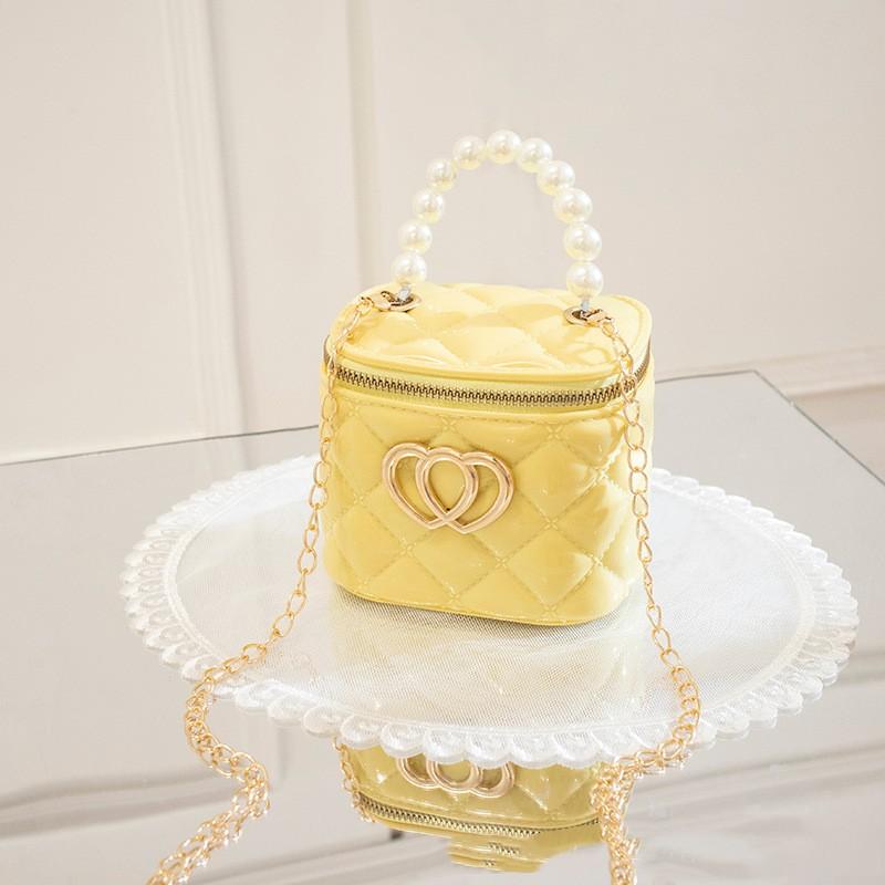 Мини-желе-гелевый кошелек для женщин, сумка через плечо с жемчужной ручкой, золотая цепочка, сумки-ведро ярких цветов