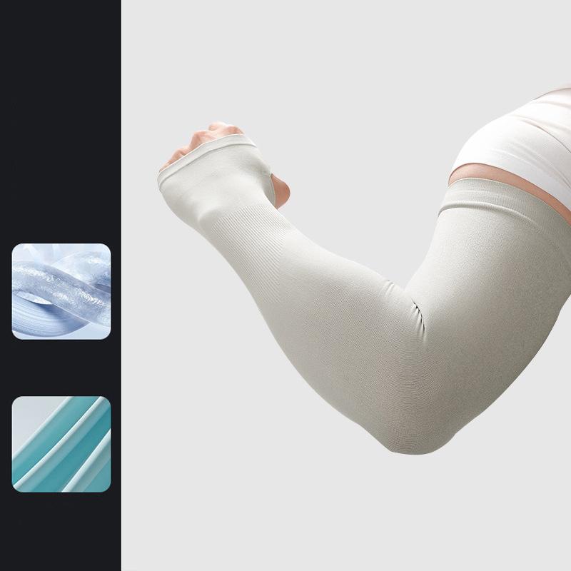 Рукава из ледяного шелка для женщин, летние, солнцезащитные, мужские, для рыбалки, велоспорта, дышащие, двухпальцевые, нескользящие, утепляющие рукава для вождения