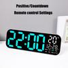 Large LED Digital Wall Clock with Remote Control Date Week Temperature Display Auto Dimming for Living Room Bedroom