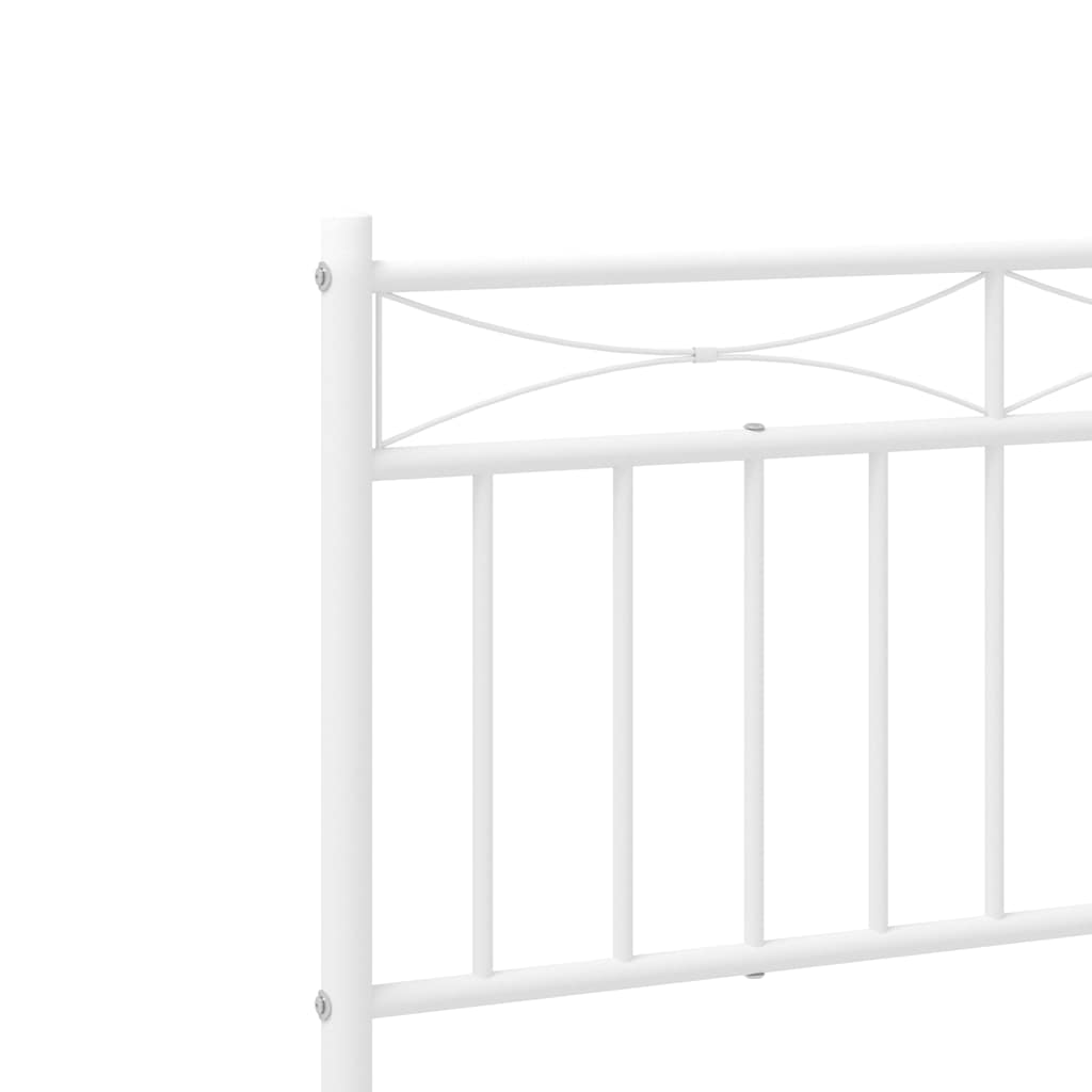 Metal Bed Frame with Headboard and Footboard White 193 x 203 cm