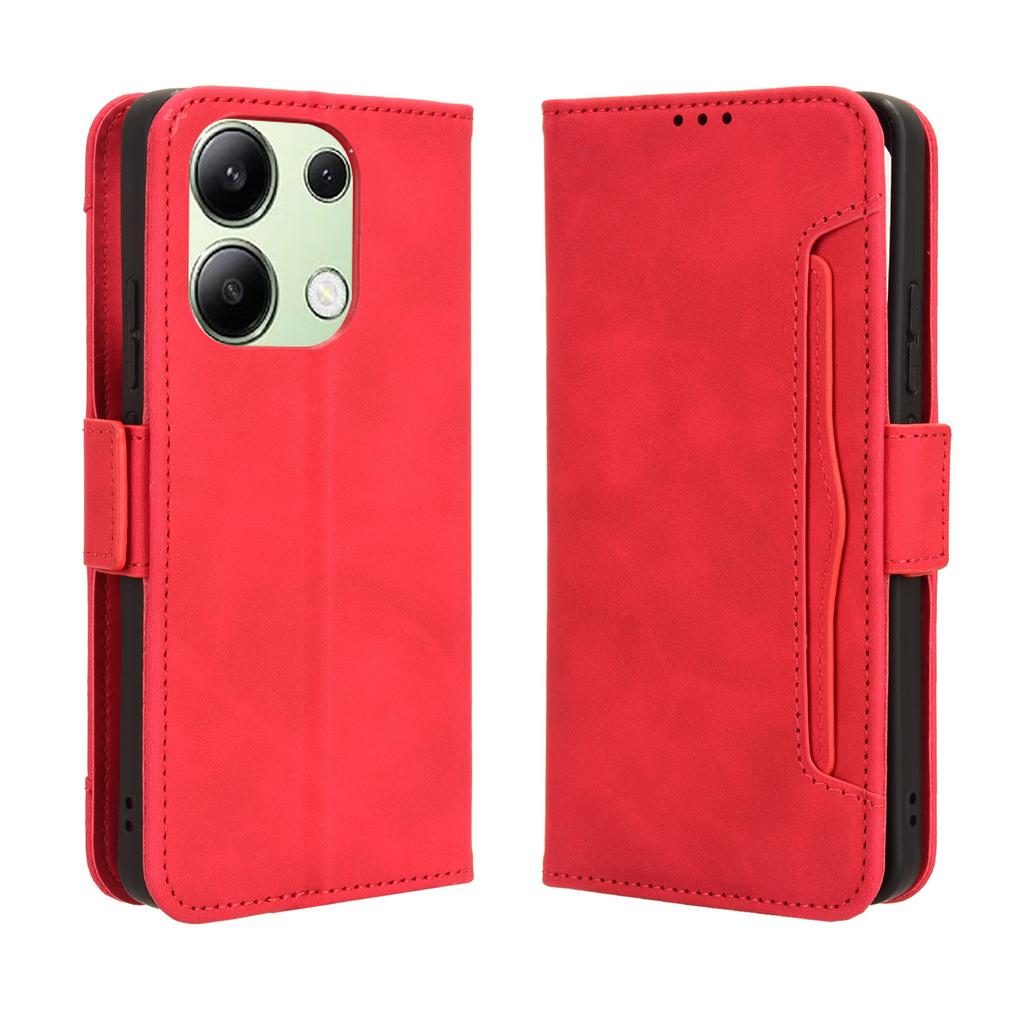 Кожаный чехол-книжка для Xiaomi Redmi Note 13 4G с несколькими отделениями для карт