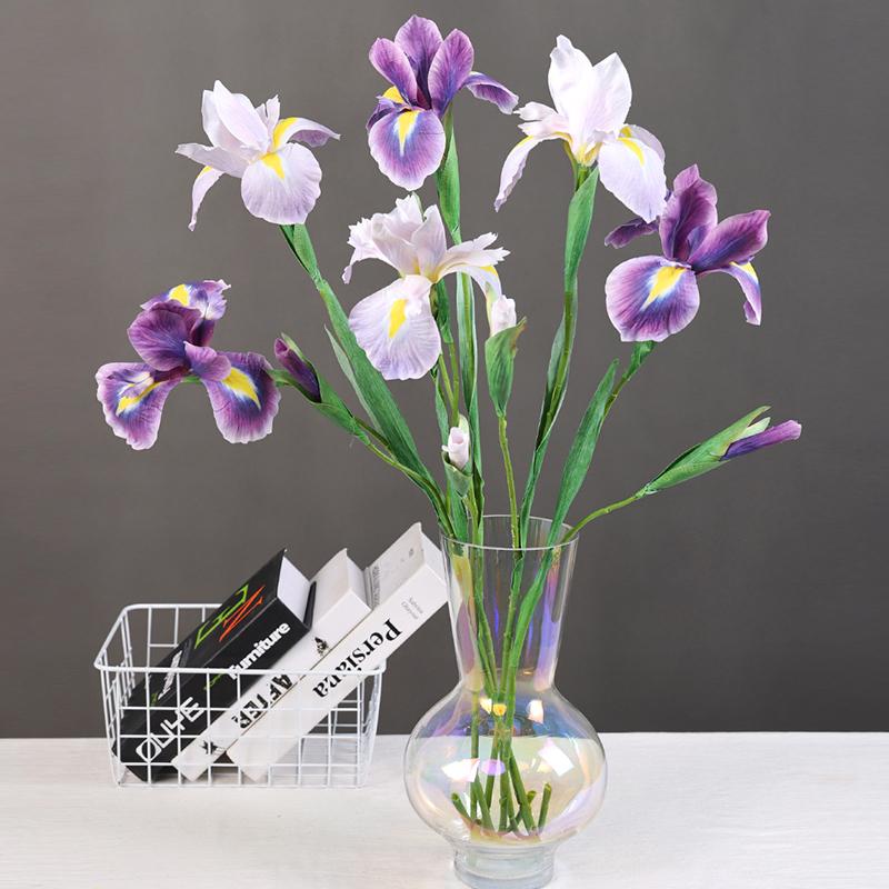 1PC Wedding Decoration Fake Flowers Flower Arrangement 2 Heads Silk Home Decor Iris Flower Branch Iris Flores Artificial Flower