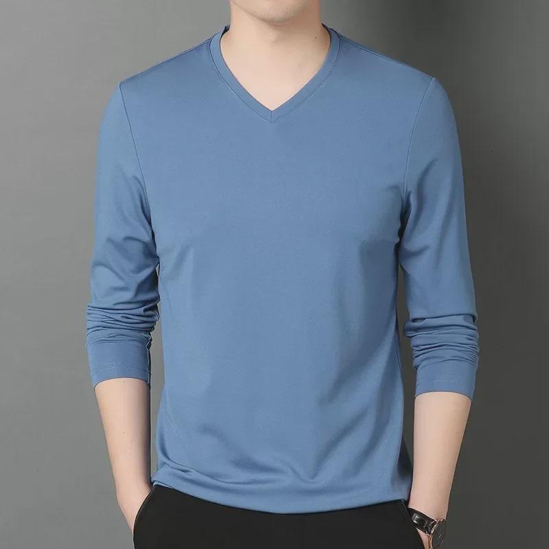 2023 Men's Slim Fit V-Neck Long-Sleeved T-Shirt for Spring and Autumn
