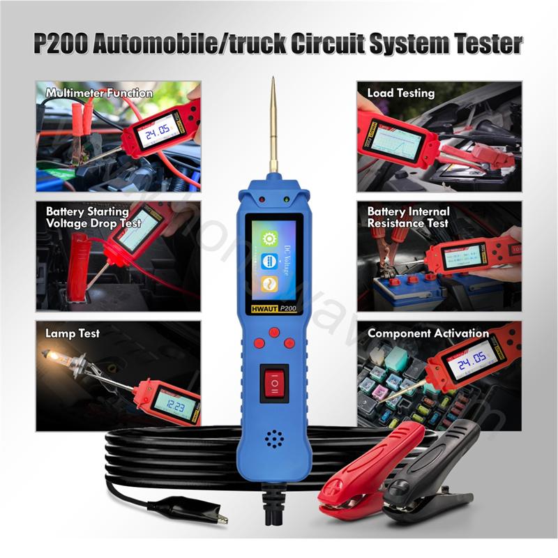 P100 P200 Автомобильный тестер цепей 12В/24В Power Probe Диагностический инструмент TFT-экран Осциллограф и ШИМ-выход Защита от перегрузки