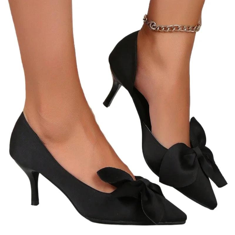 Модная женская обувь 2024 года, модные женские туфли на высоком каблуке с цветочным принтом, горячая распродажа, офисные и карьерные туфли высокого качества больших размеров, сплошные каблуки для женщин