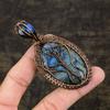 Лабрадорит Ручная работа Медная проволока Обертка Ювелирный кулон 3,27" S2C80