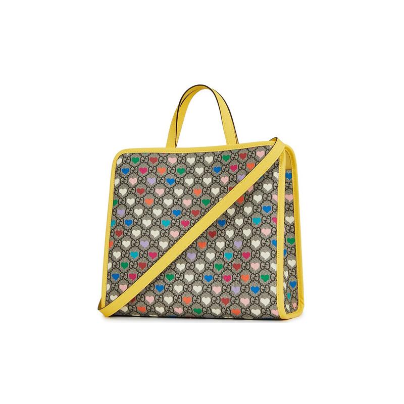 Gucci handbag Love printed presbyopia logo, canvas and leather, Tote bag, Tote bag, shopping bag, shoulder crossbody handbag, children's bag, ebony