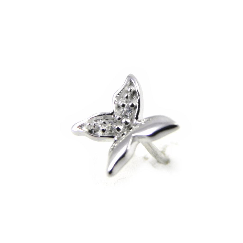 Altesse [G2282] - Серьги серебряные 'Papillon Lumière' Серебро белое (родиевое покрытие) - 7x8 мм