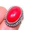 Natural Red Coral Gemstone Handmade 925 Sterling Silver Jewelry Ring Size 5 O3J96