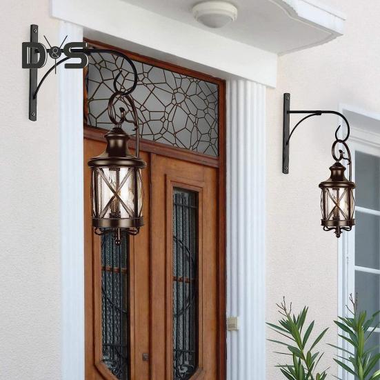 Железный настенный крючок для кашпо, кронштейн для цветочных горшков, настенный крючок в винтажном стиле с изогнутым наконечником для подвешивания корзин, фонарей, кормушек для птиц