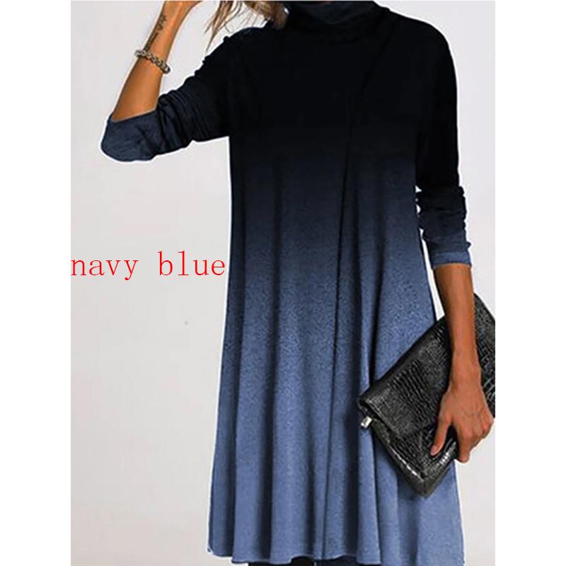 Зимняя водолазка, теплая винтажная женская одежда с принтом, элегантные лоскутные платья с длинными рукавами, женские повседневные свободные платья