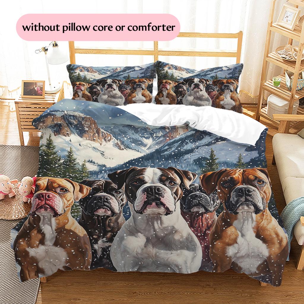 Boxer Pattern Bedding Home Decoration Birthday Gift (1 * duvet cover + 2 * pillowcase, without core)