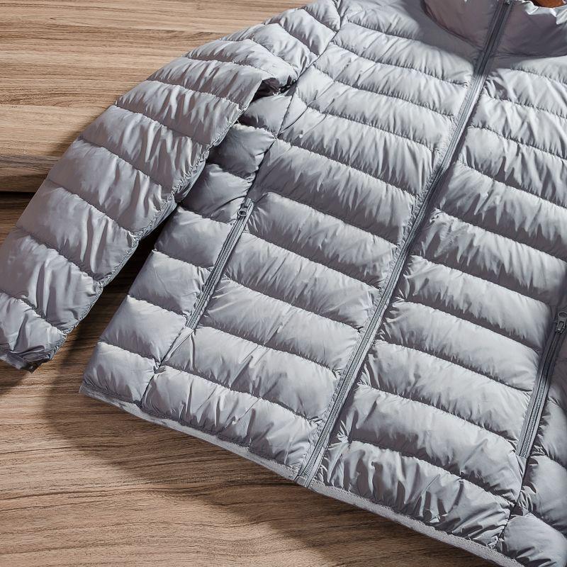 Мужская легкая куртка из хлопка с пухом и воротником-стойкой - однотонная, теплая, универсальная, повседневная зимняя одежда