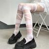 Nylon High Tube Long Socks Elastic Above Knee Stocking Transparent Stripe Stockings  Summer