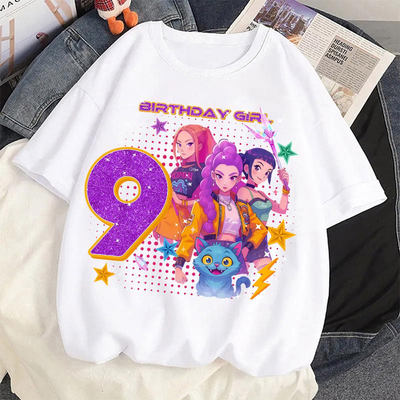 Kids T-Shirt Cartoon Birthday Number Graphic Print Boy and Girl Tees Top Summer Short Sleeve Casual Outdoor Kids Clothing