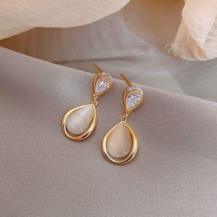 Opal Stud Earrings for Women's Simple Light Luxury High-end Year-old New Trendy Fashion Simple Earrings Earrings