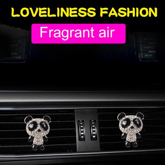 Зажим для духов с рисунком панды, хороший запах, металлическая мини-инкрустация, духи для выхода воздуха в автомобиле