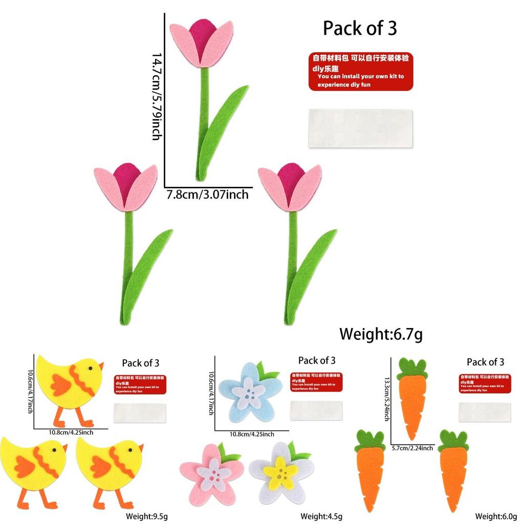 Яркий пасхальный фетровый баннер с красочными флажками с кроликами и декоративными наклейками с цветами и яйцами