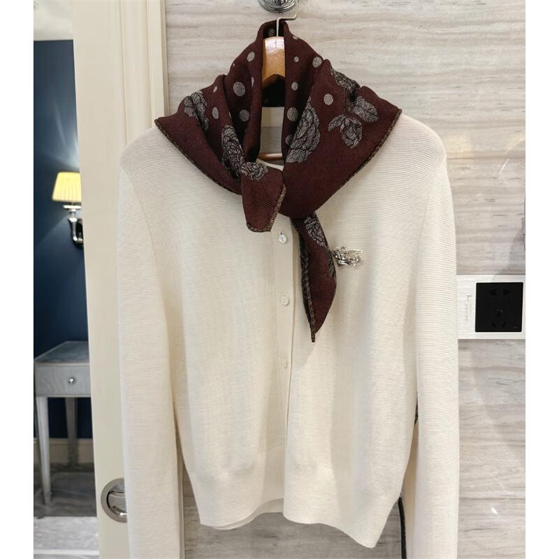 NINA SOLOR Polka Dot Camellia Silk-Wool Scarf