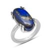 Натуральный лазурит овальной формы, твердый комплект из стерлингового серебра 925 пробы, кольцо для женщин и девочек, размер от 5 до 12