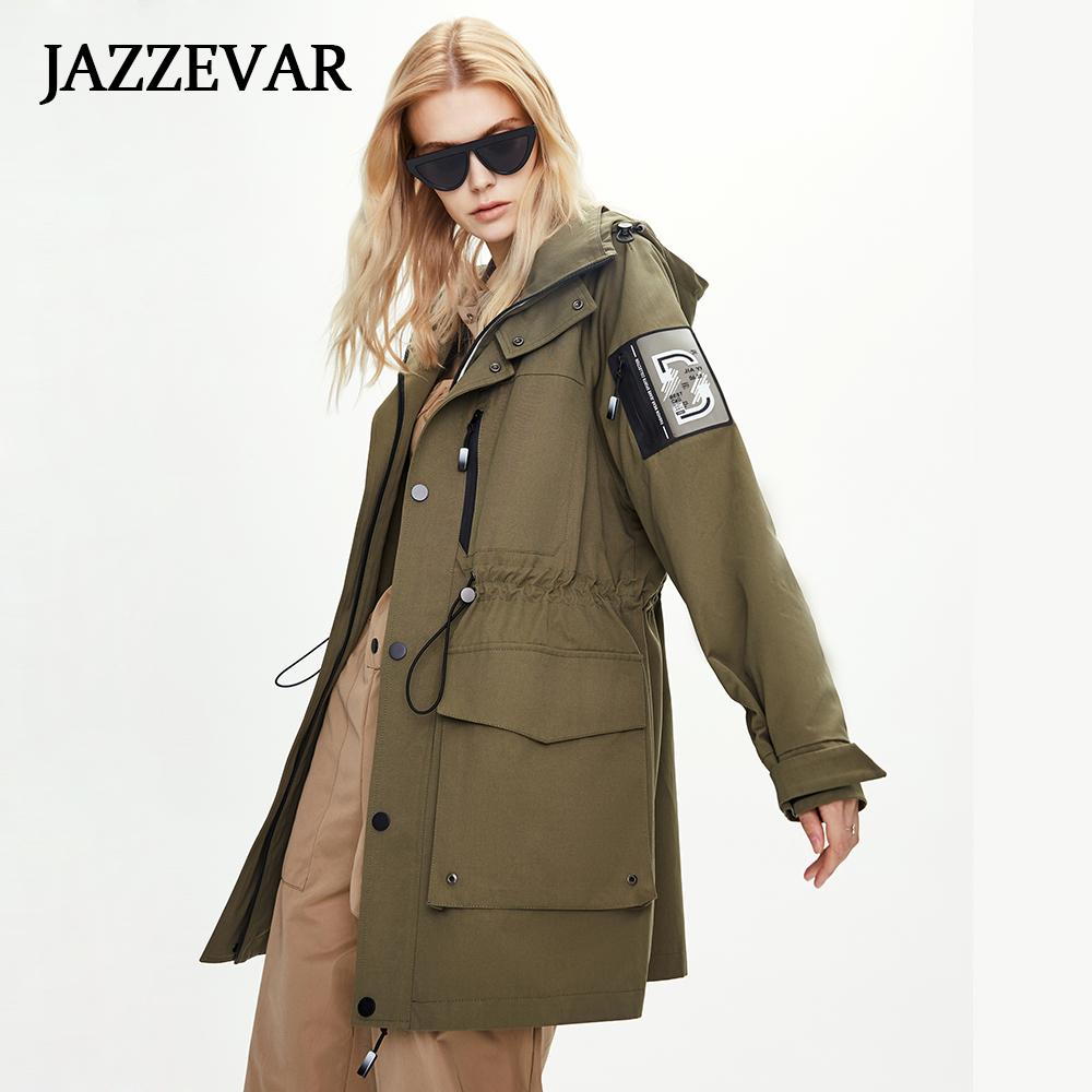 JAZZEVAR Женская ветровка Ins, красивое рабочее пальто средней длины, длинная хлопковая куртка Синьцзян