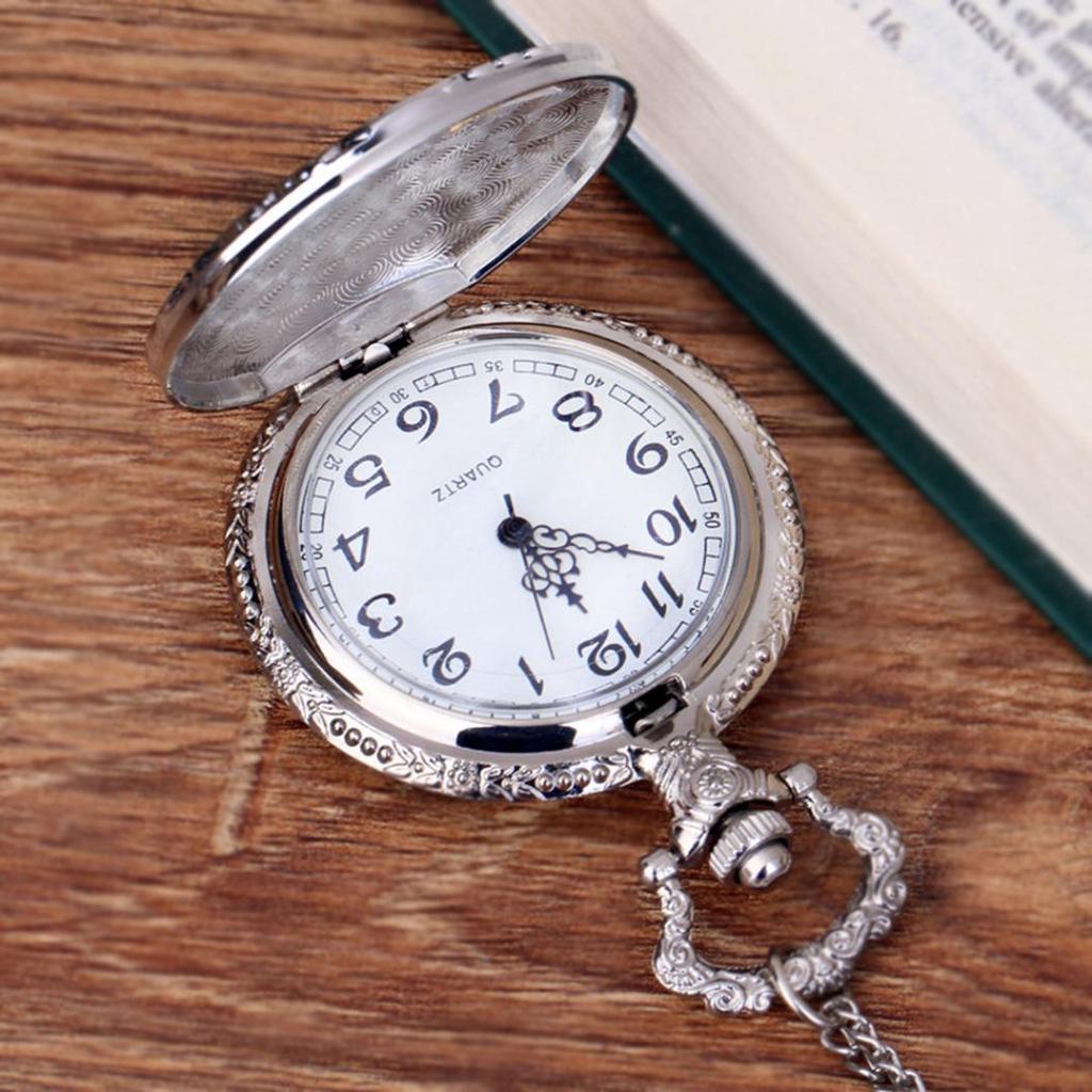 Vintage Steam Train Antique Chain Quartz Locomotive Pendant Pocket Watch Gift