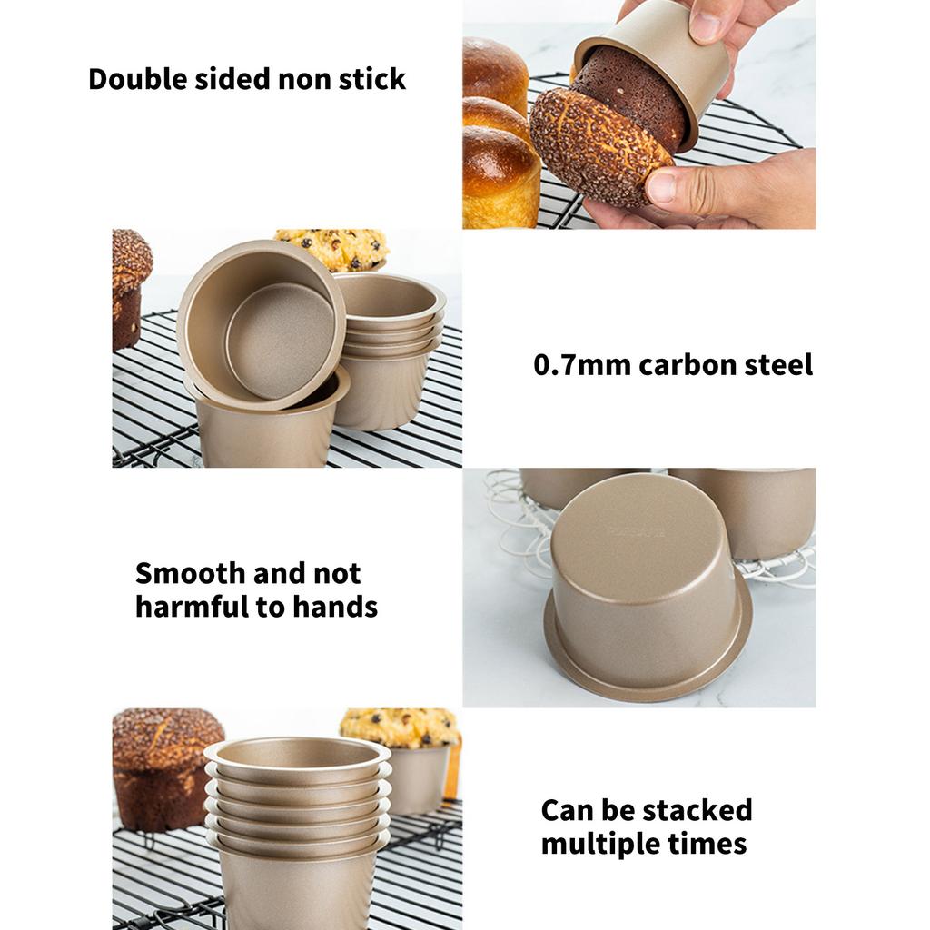 6 шт. Высокие формы для маффинов, термостойкие формы для выпечки, кухонные аксессуары, углеродистая сталь, кухонная посуда для десертов