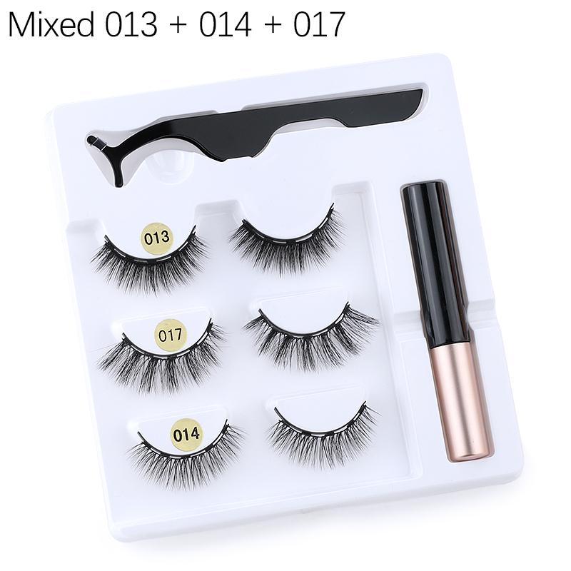 3 Pairs Eye Makeup Magnet Lashes Magnetic False Eyelashes Liqiud Eyeliner Beauty Kit Mink Eyelash