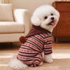 Warm Dog Four-Legs Clothes Heart Pattern Pet Jumpsuit Striped Dog Hoodie  Outdoor Activity