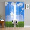 Soccer Ball On Green Grass Field Sheer Curtains For Living Room Kids Bedroom Tulle Curtains Kitchen Window Treatment Drapes