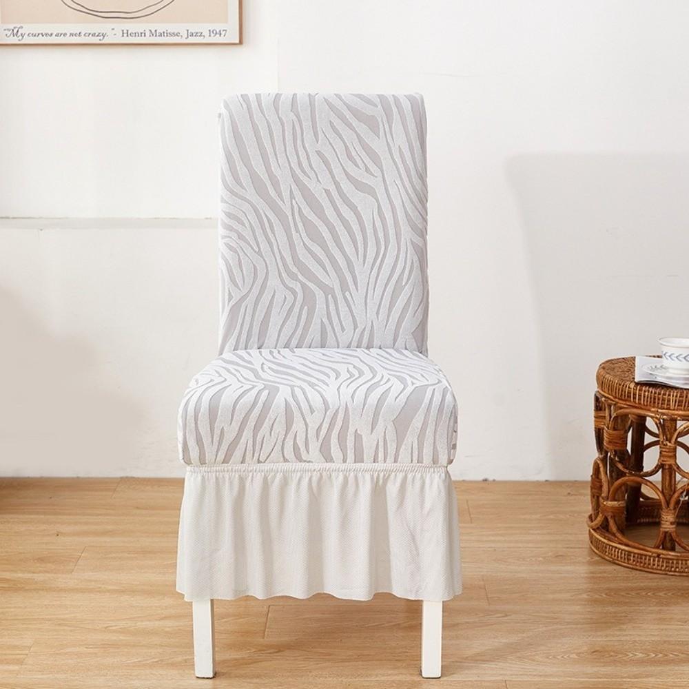 Elastic Skirted Chair Cover Dustproof Removable Wear-Resistan Seat Cover Jacquard Wave Pattern Living Room Chair Cover