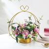 Iron Art Flower Basket Vase Hydroponic Container Golden Metal Flower Pot Stand Flower Arrangement Wedding Living Room Home Decor