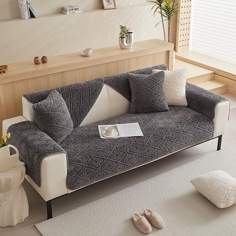 Зимняя подушка для дивана из жаккарда, хлопкового бархата, современный простой нескользящий чехол для дивана, утолщенный, мягкий, теплый, защитное полотенце для подлокотника дивана
