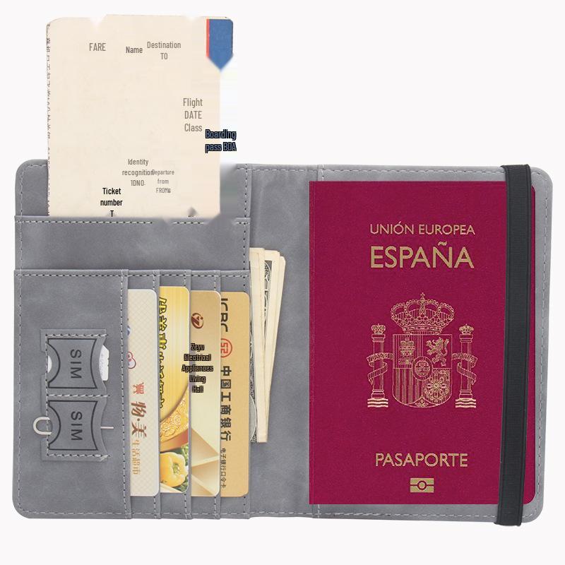 Luxury Spanish Anti-Magnetic Leather Passport Holder with Multi-Card Slots