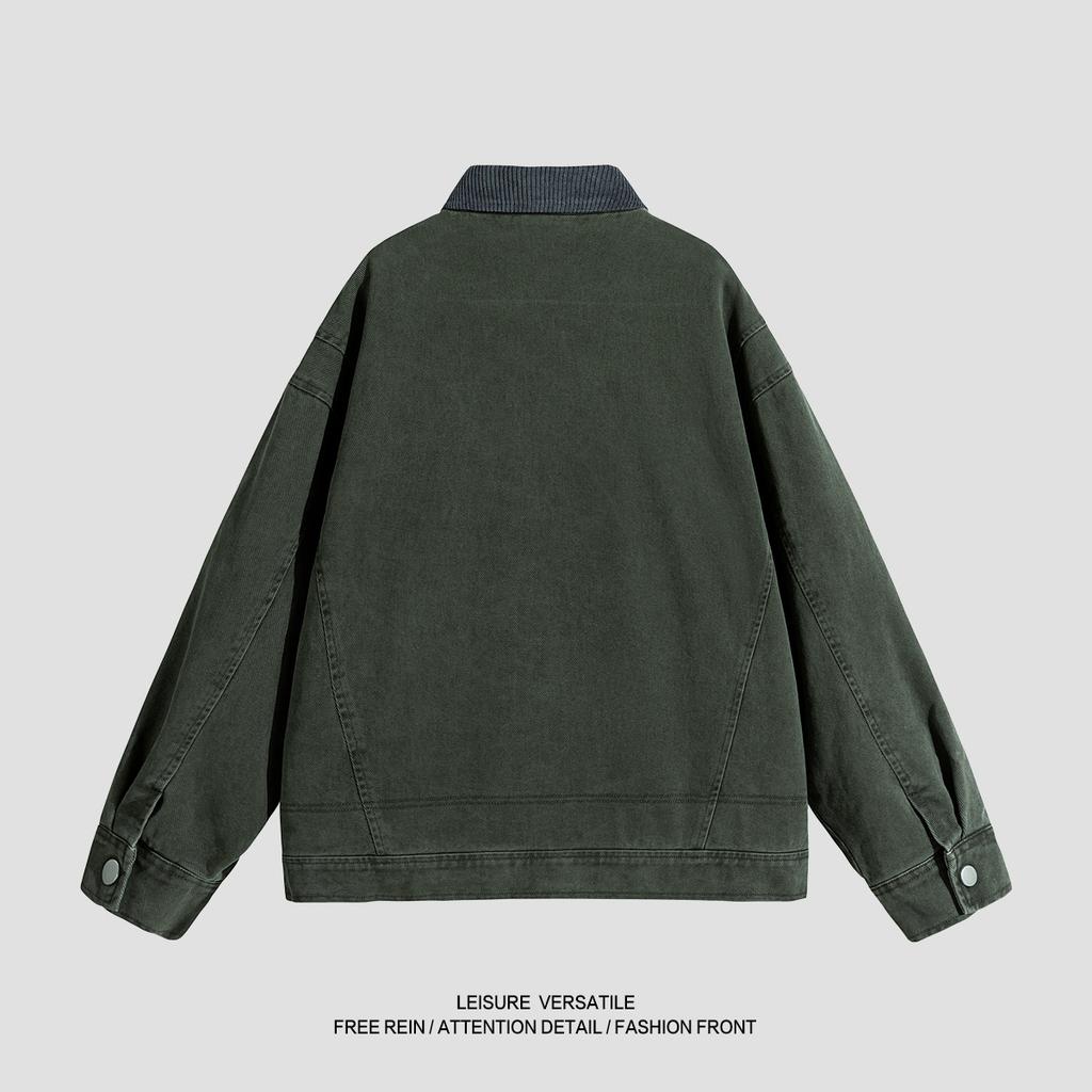 Куртка из чистого хлопка для мужской новой куртки в американском стиле, стиранная и состаренная, с лацканами, мужская весенне-осенняя одежда